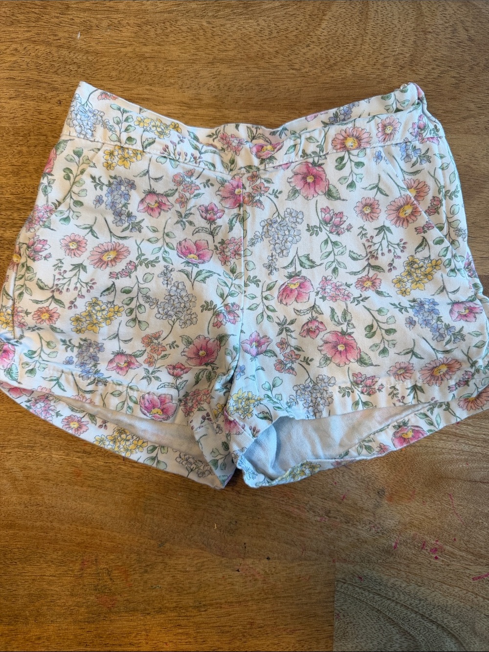Janie and Jack White Floral High-Waist Cotton Shorts